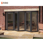 Balcony Aluminum Folding Doors With Clear Lowe Tempered Glass Soundproof Bi Folding Door