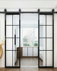 Manual Modern Interior Doors Hidden Track Mirrored Aluminum Tempered Glass Sliding Barn Door