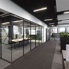 Frosted Glass Aluminium Profile Wood Partition Doors For Modern Office