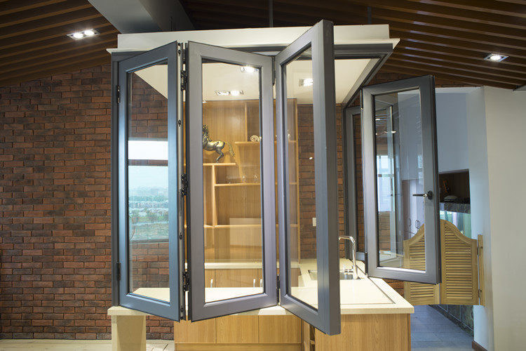 Double Glazing Vertical Bifold Window , Anodized Aluminium Windows