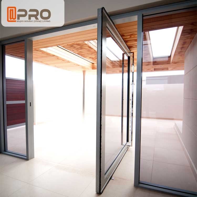 Weather Proof Aluminum Pivot Doors With Stainless Steel Locks And