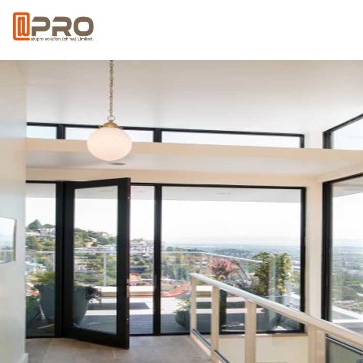 Black Color Powder Coated Aluminium Glass Hinged Door For Housing