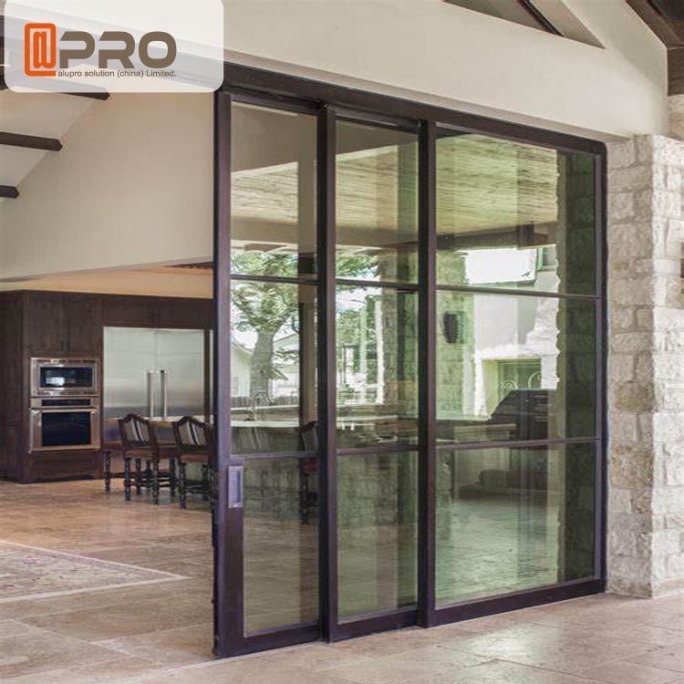 Big Size Black Aluminum Sliding Doors For Dining Room With Thermal