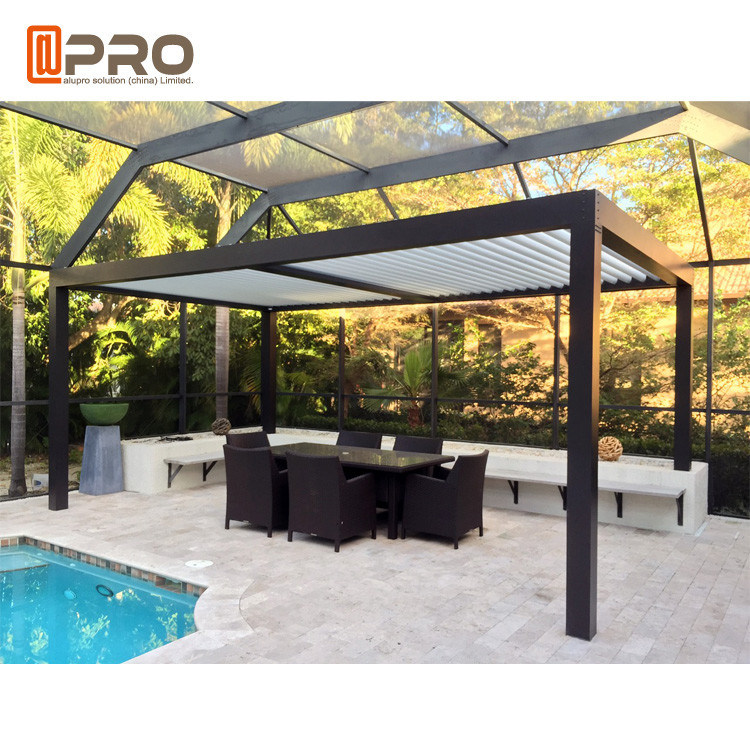 Motorized Louver Modern Aluminum Pergola Horizontal Opening Pattern