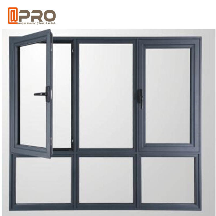 Customize Horizontal Double Casement Windows / Aluminium Frame Glass