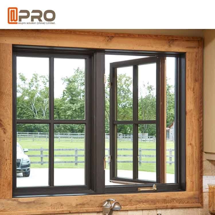 Dual Glass Aluminium Casement Windows Horizontal Opening Pattern