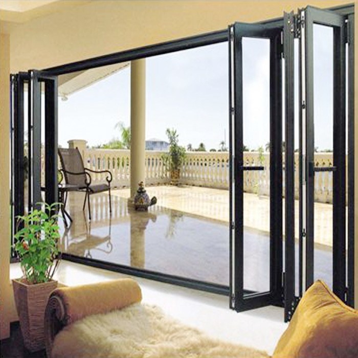 Aluminum Glass Patio Exterior Bifold Doors Double Glazing