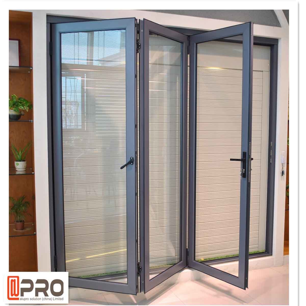 Powder Coated Aluminium Bifold Doors Anti Aging Folding Panel Doors Glass Folding Door Hardware Folding Door
