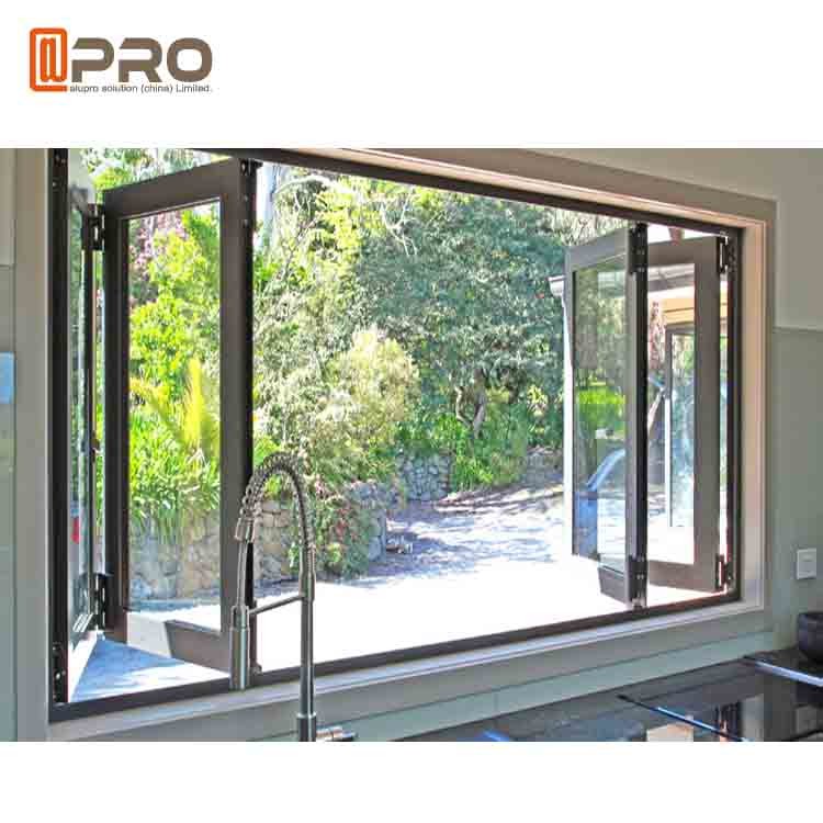 Glass Foldable Aluminum Bifold Windows For Kitchen Energy Efficient folding window screen