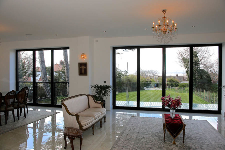 Villa Aluminum Framed Safety Glass Sliding Barn Door For Living Room Aluminium Sliding Glass Doors Internal Sliding Door