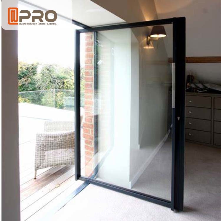 Thermal Break Modern Aluminum Low E Glass Pivot Door For Store / Double Pivot Door front door