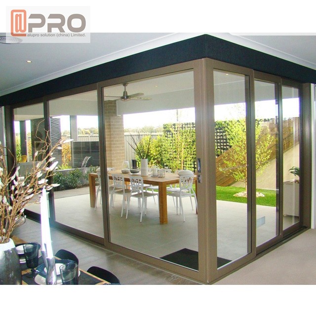 Powder Coated Aluminium Bifold Doors Anti Aging Folding Panel Doors GLASS FOLDING DOOR HARDWARE