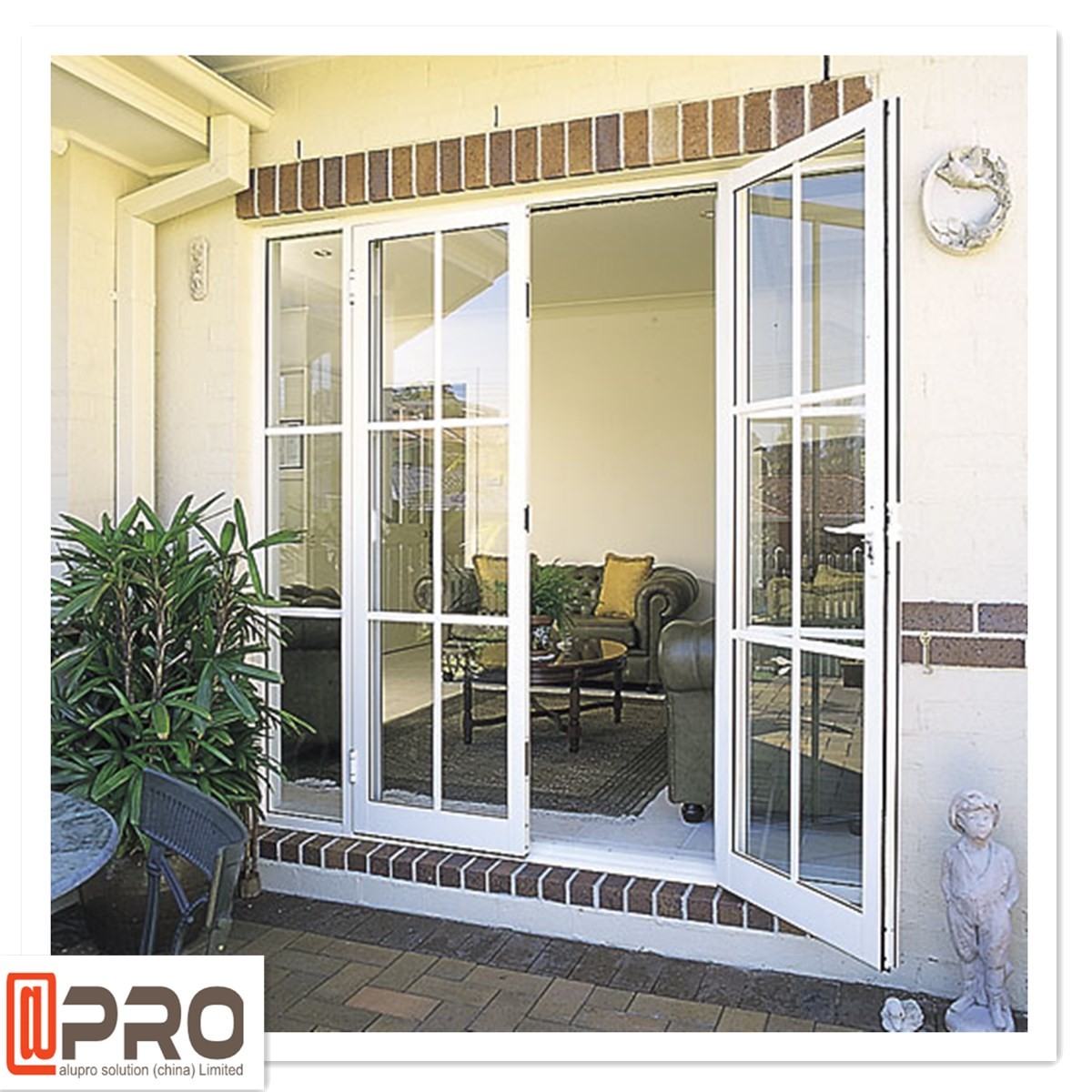 Grey Color PVDF Aluminium Hinged Doors With Outward Opening Direction