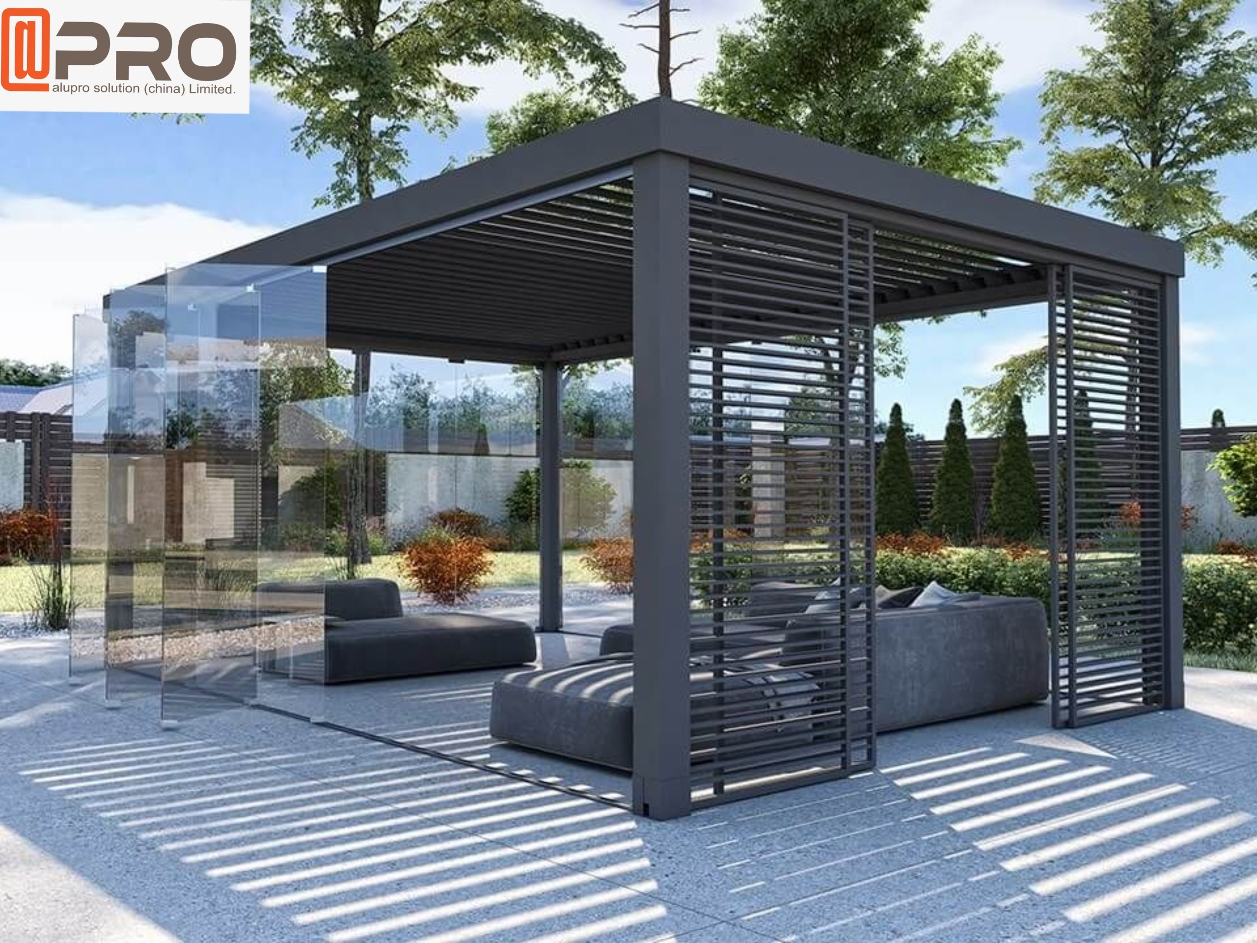 Metal Louver Electric Modern Aluminum Pergola For Residential