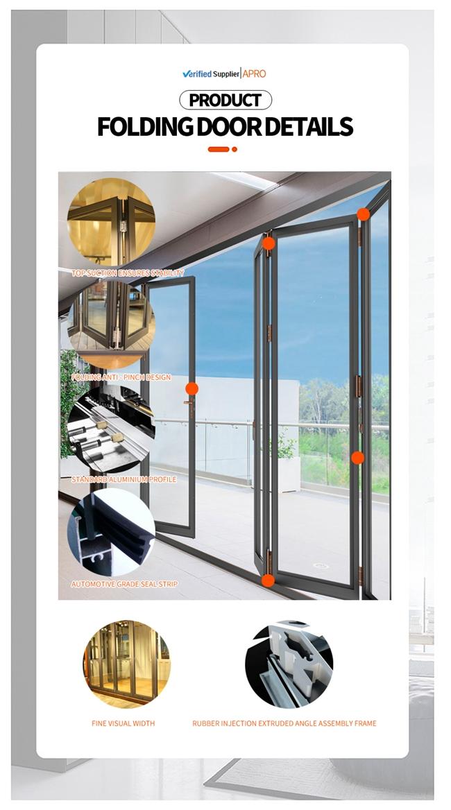 Multi Panel Aluminum Folding Doors For Residential Energy Efficient pleated mesh folding