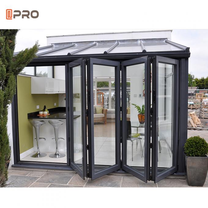 Restaurant Aluminium Bifold Doors Double Glazed Sliding Accordion