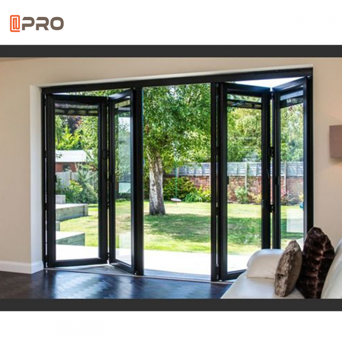 Anodized Aluminum Folding Doors Low E Glass Interior Bi Folding Door
