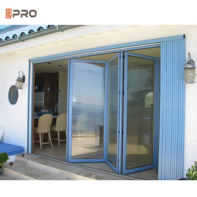 Residential House Aluminum Folding Doors With Retractable Screen