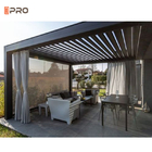 Garden Gazebo Outdoor Aluminum Pergola Opening Roofs Motorized Remote Control With Windproof Glass Door