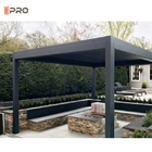 40db Electric Roof Gazebo LED Garden Louver Roof With Shade Screen Roller Blind