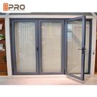 Powder Coating Grey Aluminum Folding Doors With Double Glass Water Resistant custom folding door mdf folding door