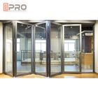 Soundproof Commercial Aluminium Bifold Doors Double Glass Easy Installment Vertical bifold door double glazed bifold