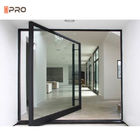 Black Aluminum Pivot Door Modern Main Entrance With Frosted Glass