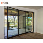 Black Aluminum Pivot Door Modern Main Entrance With Frosted Glass