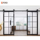 Black Soundproof Indoor Sliding Glass Shower Barn Doors