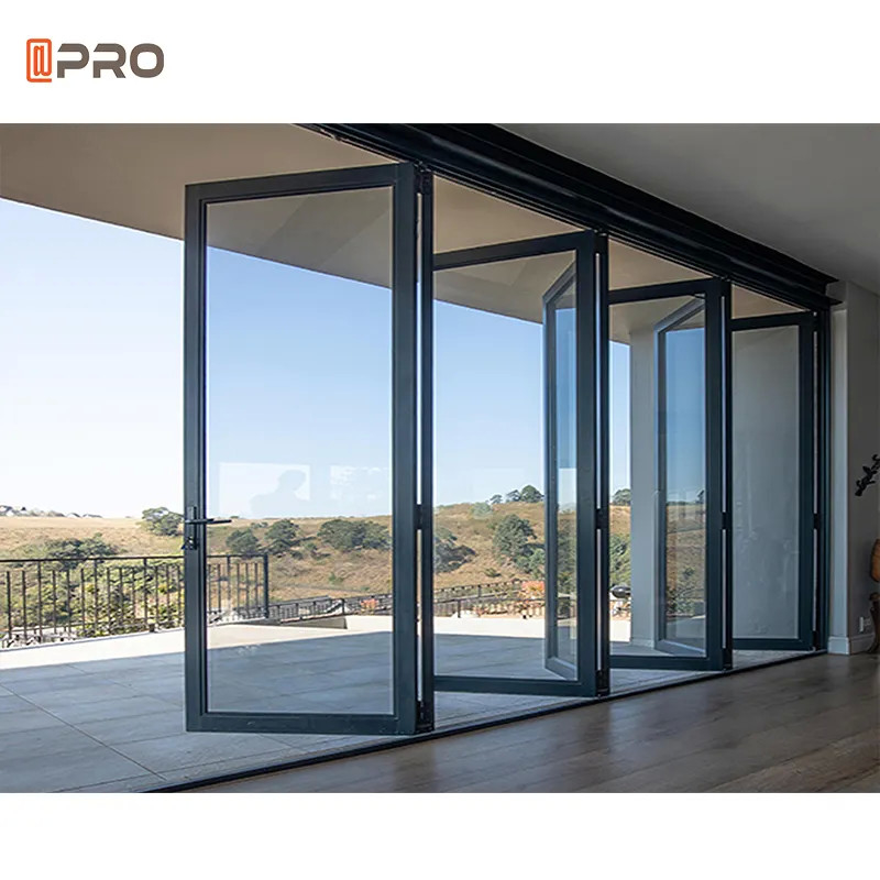 Customized Outdoor Aluminum Sliding Folding Doors With Built In Blinds