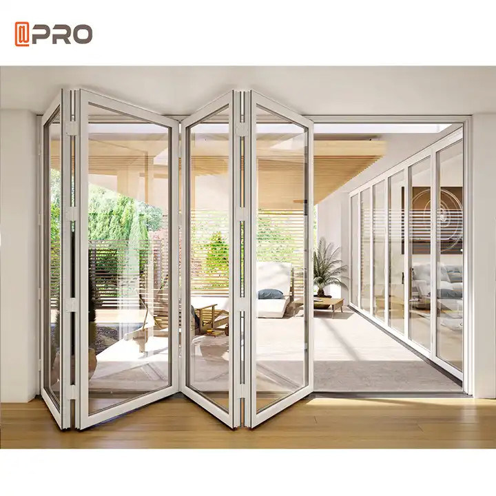 Aluminium Glass Folding Patio Outdoor Sliding Door Aluminum Vertical Bi