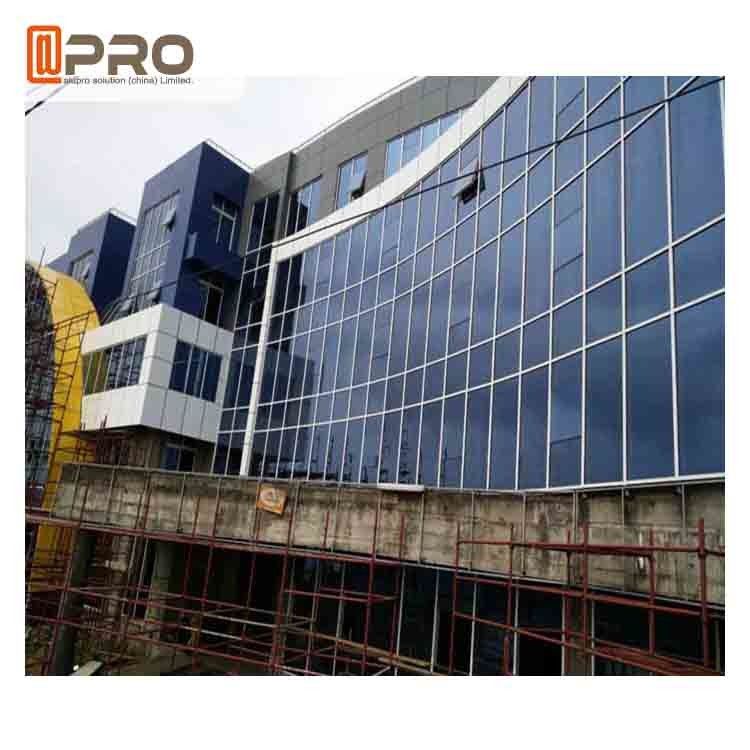 Blue Color Aluminium Glass Curtain Wall For Building Exterior Wall Decoration