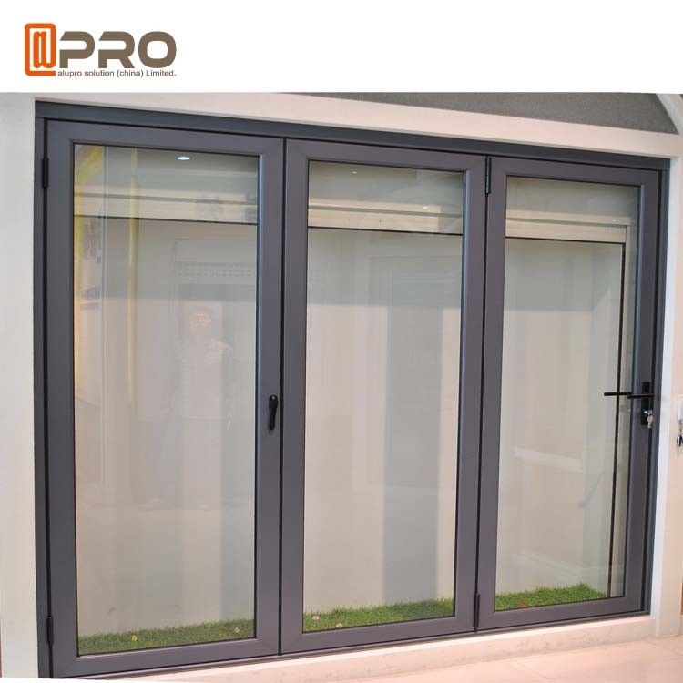 Insulated Glass Accordion Aluminum Sliding Folding Door For Exterior Balcony glass partition folding door wooden folding
