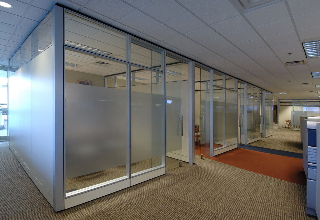 Modern Office Space Partitions / Building Aluminium Frame Free Standing Office Partitions