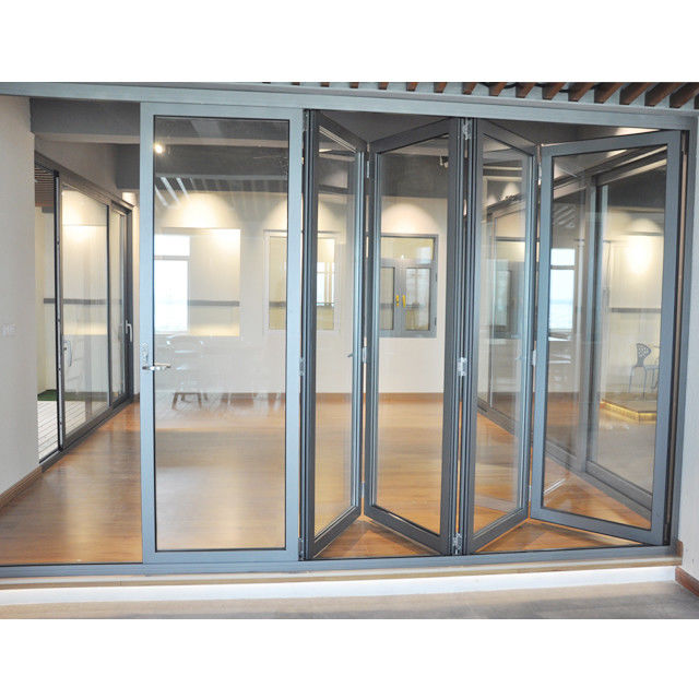 Aluminium Exterior Bi Fold Sliding Doors Foldable Glass Doors Iso Certification Folding Sliding Patio Doors