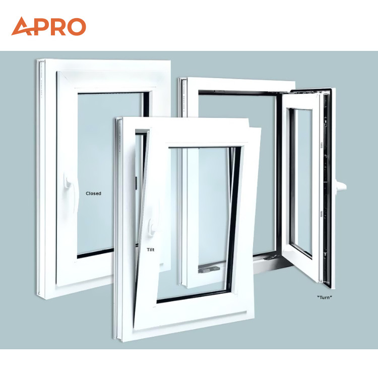 Prefabricated black casement windows aluminium double glazing tilt and ...