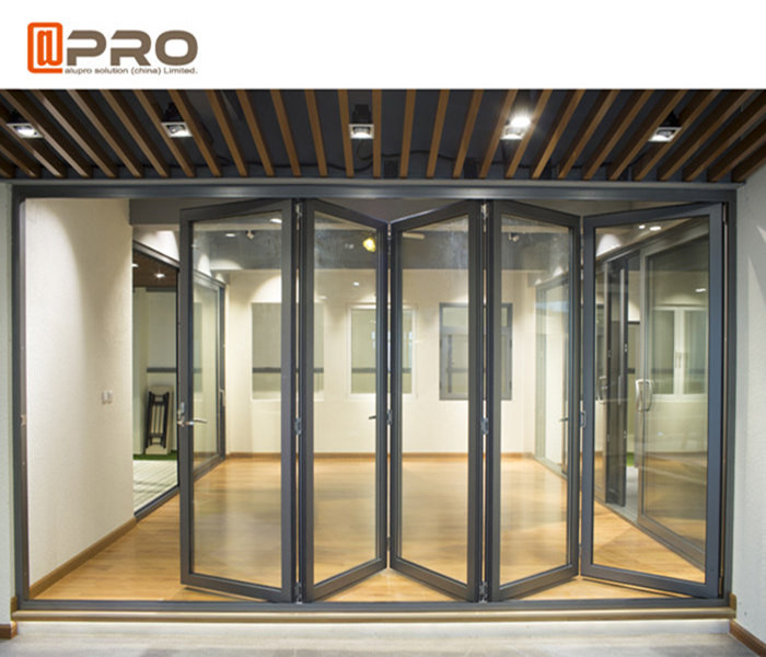 Aluminium Exterior Bi Fold Sliding Doors Foldable Glass Doors ISO