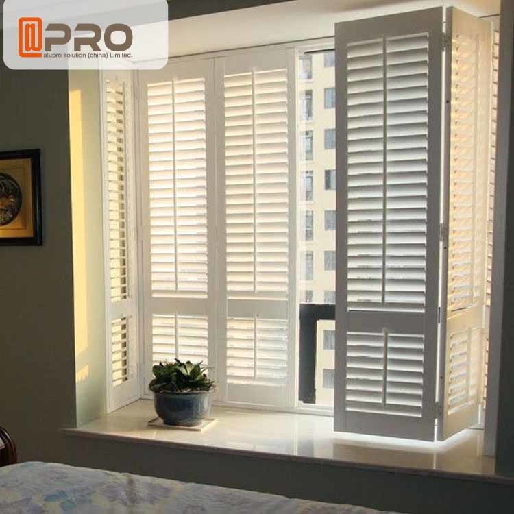 Aluminum Alloy Swing Plantation Shutters Environment Friendly White Color