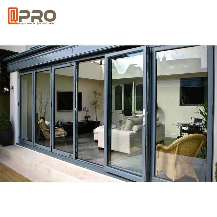 Multi Panel Aluminum Folding Doors For Residential Energy Efficient pleated mesh folding