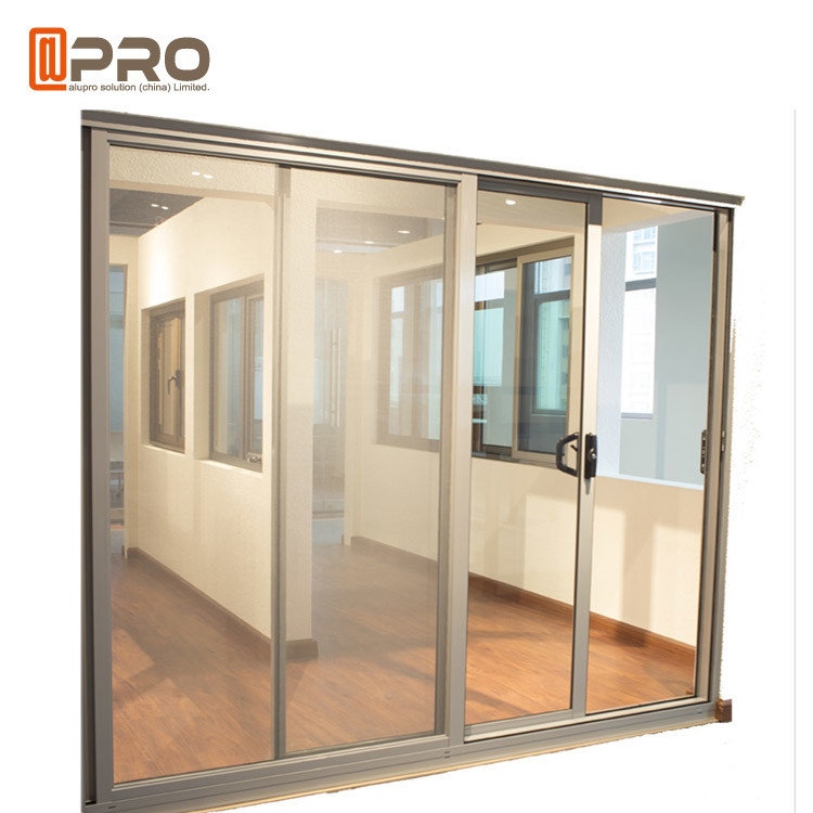Aluminum Tempered Glass Entry Sliding Door Commercial Customized Size Aluminium Rollers Mesh Doors Aluminum Tempered Glass Entry Sliding, Commercial Sliding Glass Entry Doors