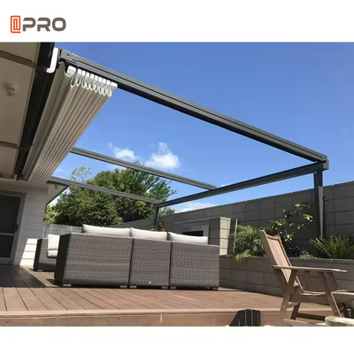 Outdoor Aluminum Frame Pvc Awning Sunshade Waterproof  Retractable Roof Awning Pergola