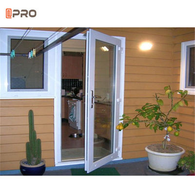 Aluminum Frame Hinged Door Glass Swing Entry Doors 1.2mm-2.0mm Profile Thickness