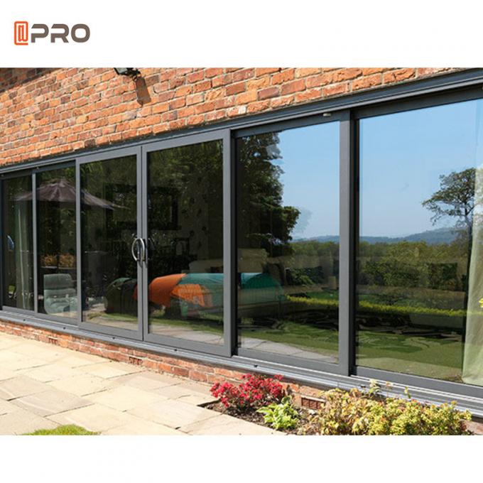 Double Glass Aluminum Patio Sliding Doors Hurricane Proof Impact 4 Tracks