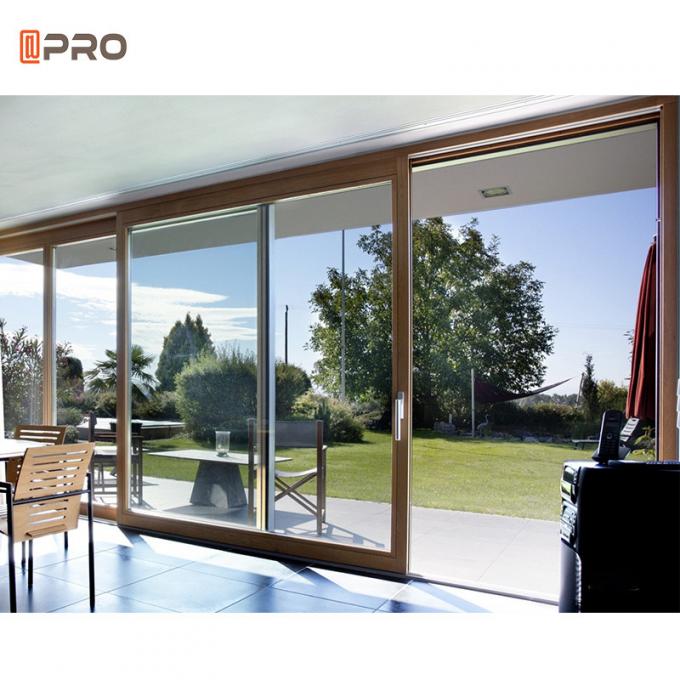 Modern Powder Coated Aluminium Frame Patio Doors Double Glass Sliding