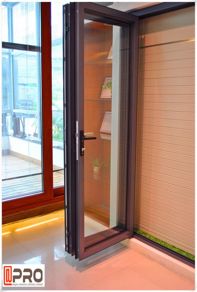 Insulated Glass Accordion Aluminum Sliding Folding Door For Exterior